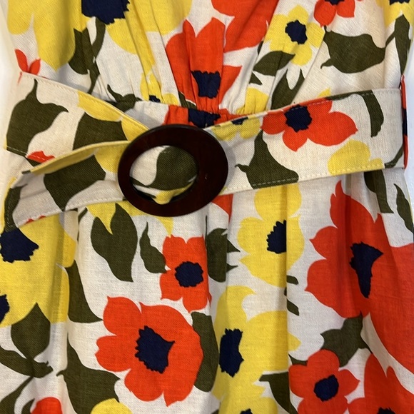 Shoshanna | Silk & Linen Floral belted sleeveless dress Women’s size 2 sundress - Picture 2 of 8